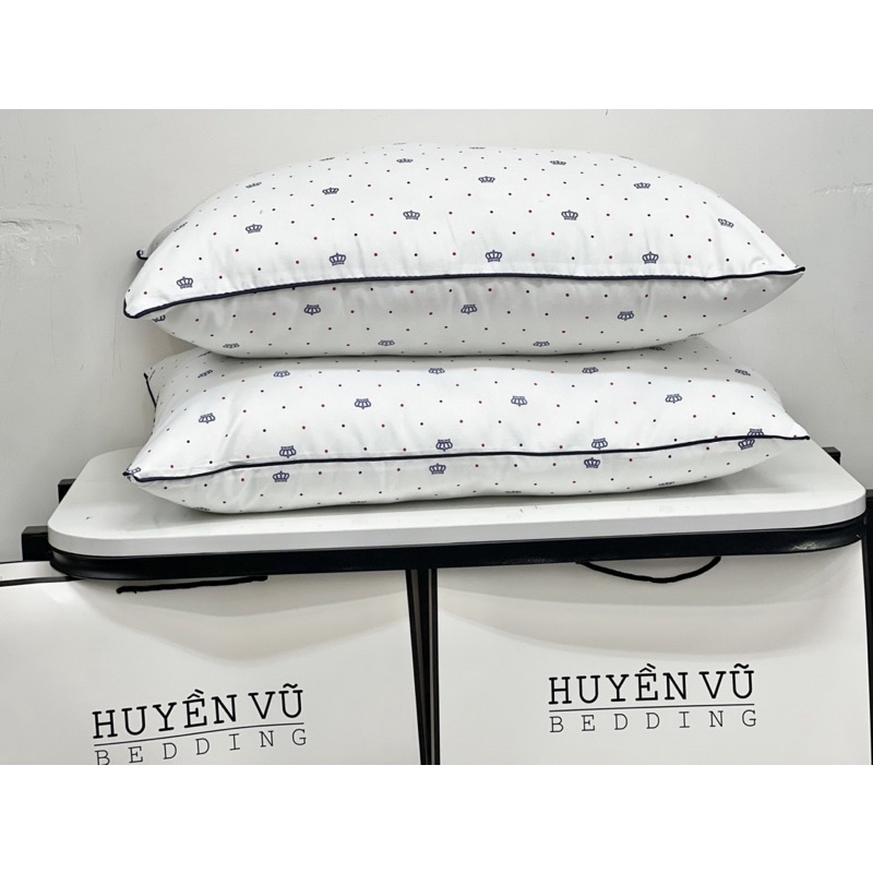 Ruột gối Hilton 48x74 1 đôi nhẹ êm, THẤP, ruột gối nằm cao cấp ép hơi bông gòn 100% - CHĂN GA GỐI ĐỆM HUYỀN VŨ BEDDING