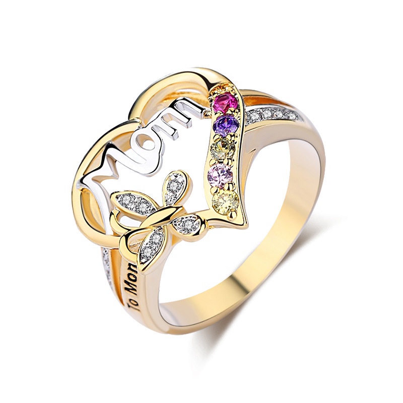 Nhẫn Mạ Vàng 14K Hình Bướm Đính Đá Thời Trang Cho Nữ
