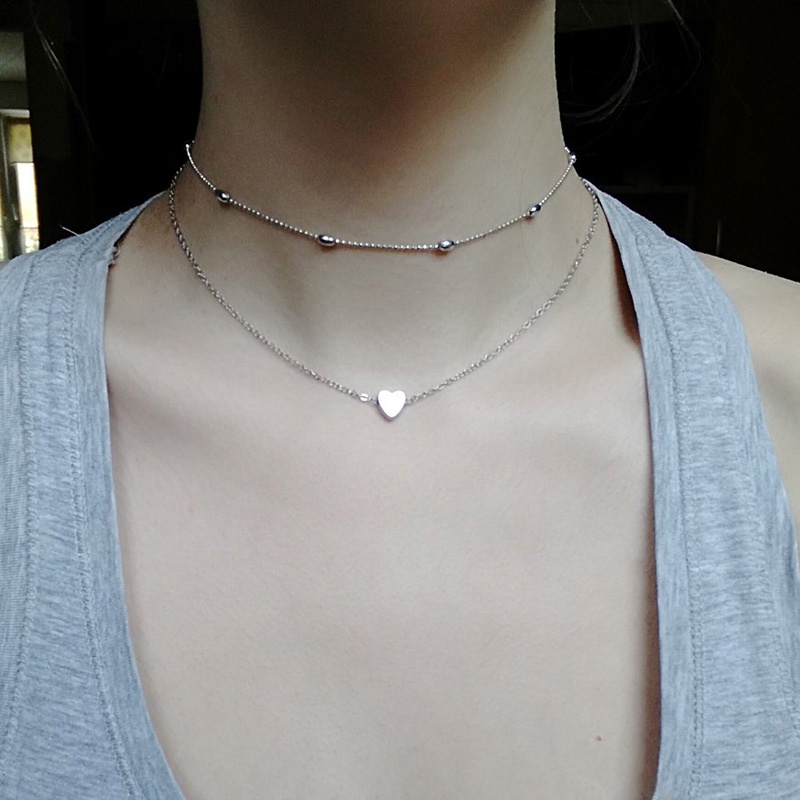 Vòng Cổ Choker Mặt Trái Tim Đơn Giản Cho Nữ
