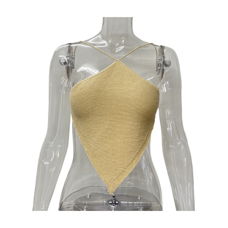 Áo Tank Top Dệt Kim Hở Lưng Phong Cách Quyến Rũ