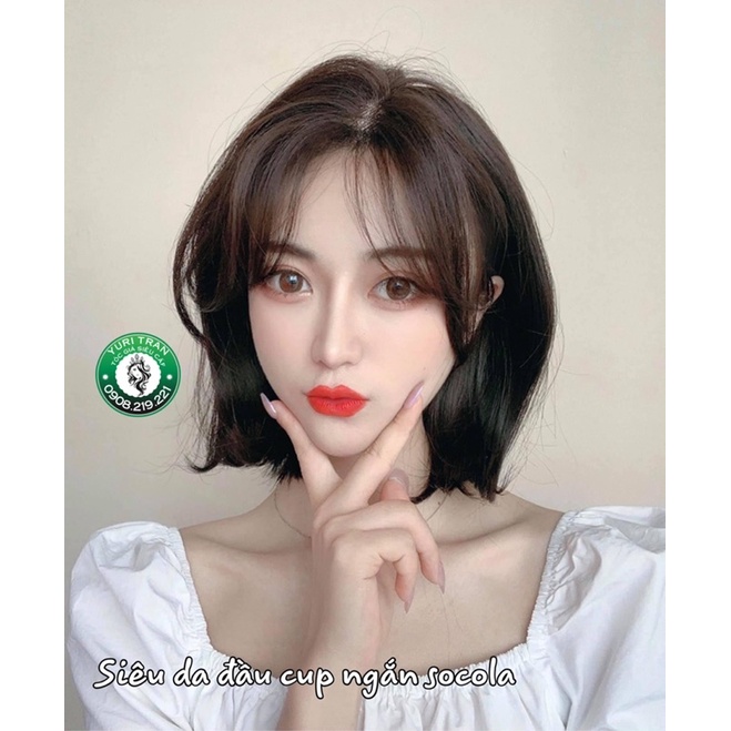 Siêu da đầu Cao Cấp Yuri Tran  màu choco tối mái bay siêu xinh, form chuẩn y hình thật.