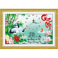 Bộ tranh đính đá đồng hồ cha mẹ - hàng chính hãng - df070