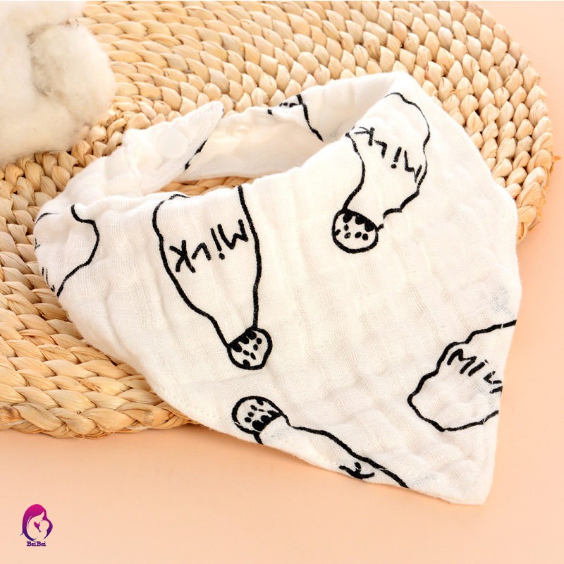 Yếm ăn cotton mềm mại in hình dễ thương cho bé