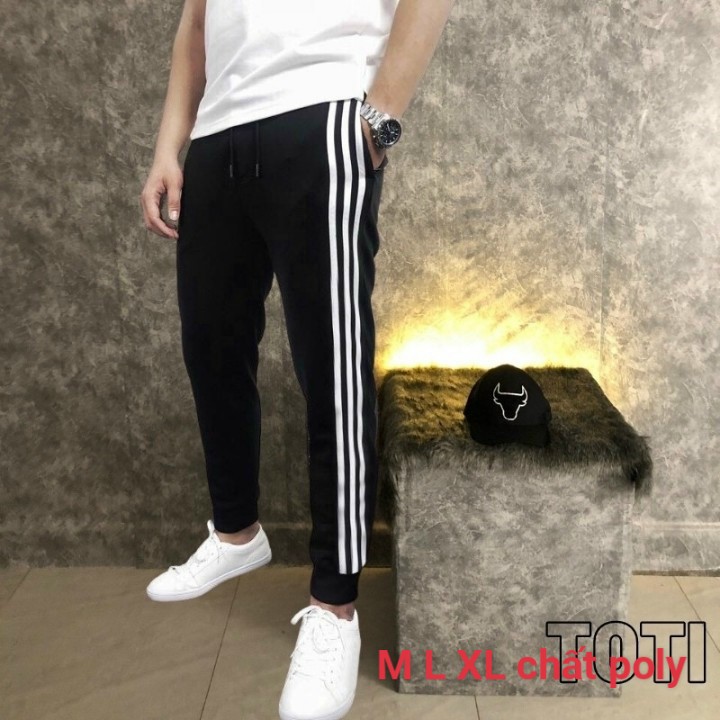 Quần Jogger Nam Nữ 3 Sọc ⚡️ GIÁ SẬP SÀN ⚡️ Chất Đẹp Form Ống Rộng Để Suông Hoặc Rút Dây Bo Gấu Vải Mịn Mềm Mát