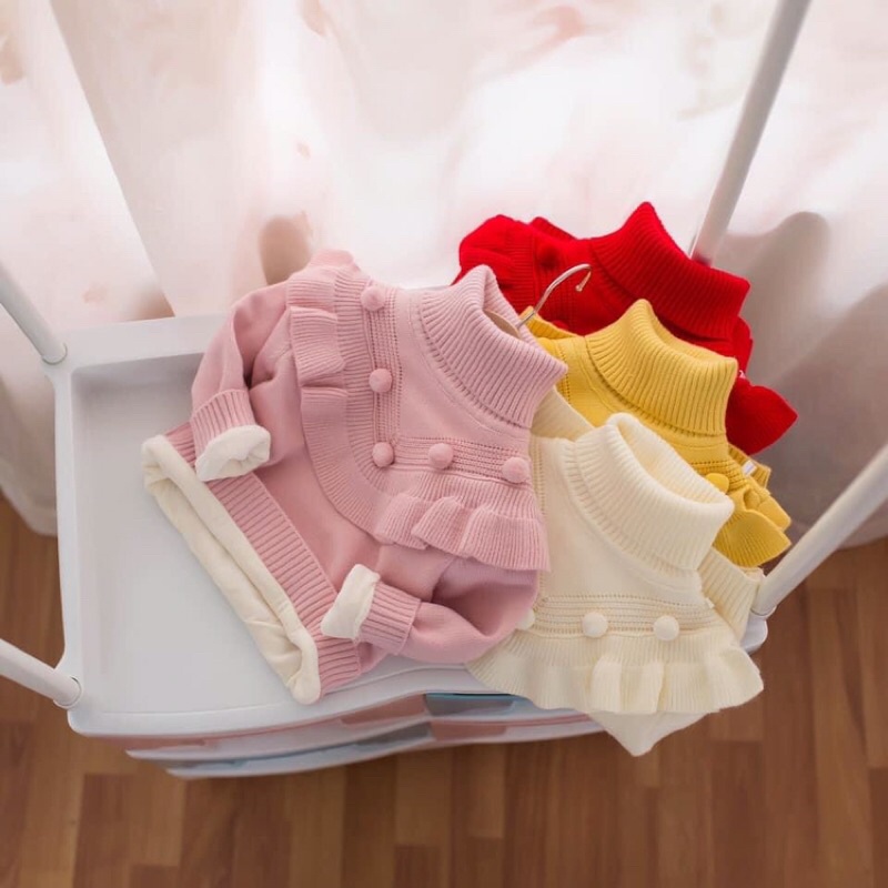Áo len cho bé gái từ 2-5 tuổi, len mịn lót nỉ cao cấp nhiều mài cho bé gái