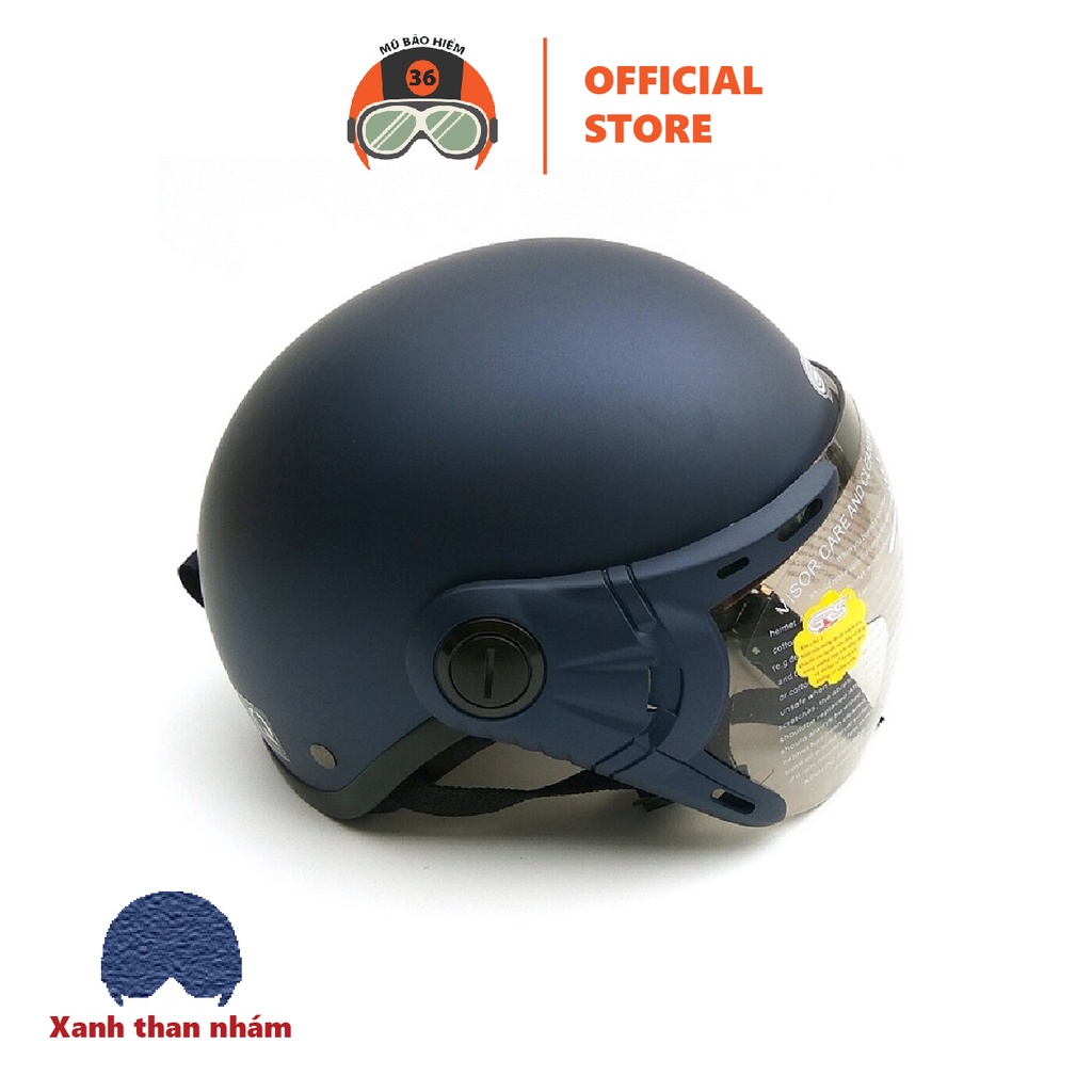 Mũ bảo hiểm nửa đầu kèm kính GRS A33K - màu xanh tím than nhám