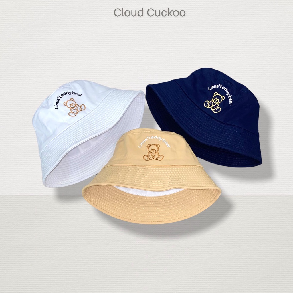 Mũ Bucket Thêu Hình Gấu Bear Teddy Nâu Phom Mũ Bé Cho Bạn Nũ Đầu Nhỏ - Mã Số: MBK01873