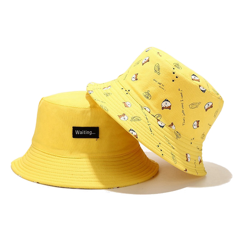 Nón bucket chất cotton hoạ tiết hoạt hình thiết kế cho nam nữ