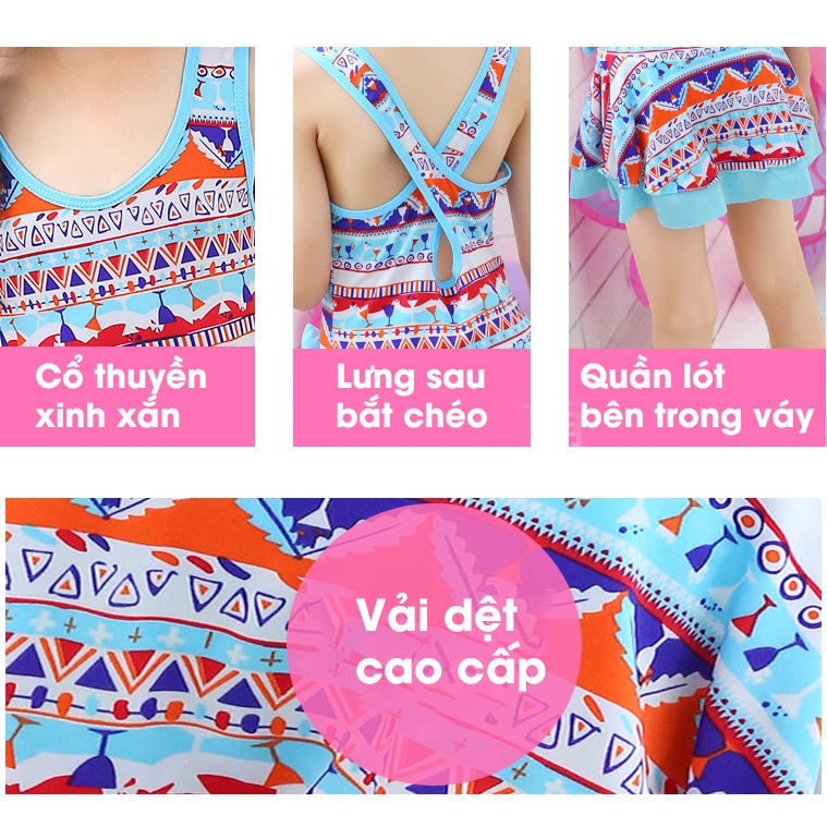 Đồ bơi trẻ em cho bé gái vải co giãn 4 chiều thoáng mát cao cấp mã S027