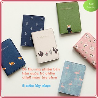 Ví da đựng hộ chiếu xinh xắn dễ thương có kẹp phong cách Hàn Quốc có 6 màu sắc tuỳ chọn