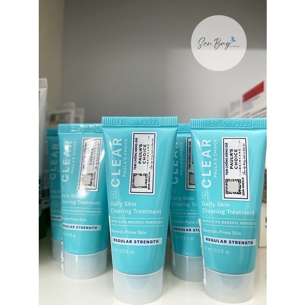 Kem giảm mụn và sưng đỏ Paula's Choice Clear Regular Strength Daily Skin Clearing Treatment 2,5% Benzoyl Peroxide 15ml