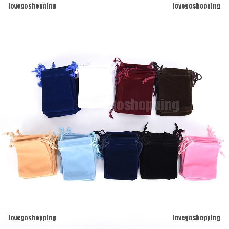 10 túi nhung dây rút 7x9cm nhiều màu dễ thương đựng quà tặng giáng sinh