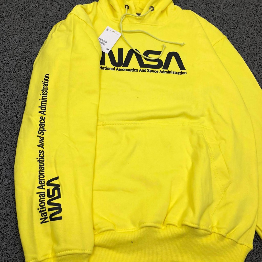 Áo Khoác Hoodie In Logo Nasa Màu Vàng Nhạt Thời Trang Cao Cấp