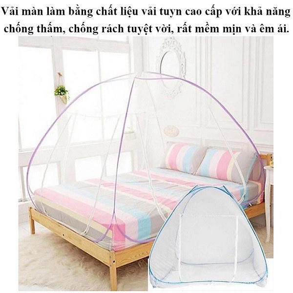 Mùng chụp tự bung 1m8 x 2m đỉnh tròn giường ngủ cho người lớn