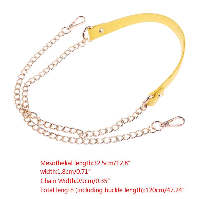 Dây Đeo Túi Xách DIY Bằng Da PU Có Xích Kim Loại 120cm