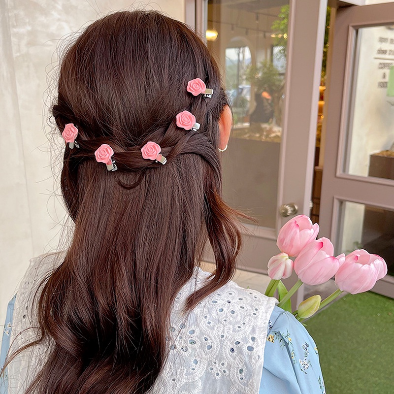 Kẹp Tóc Đính Nơ Trái Tim/Hoa Hồng Mini Xinh Xắn Cho Bé Gái