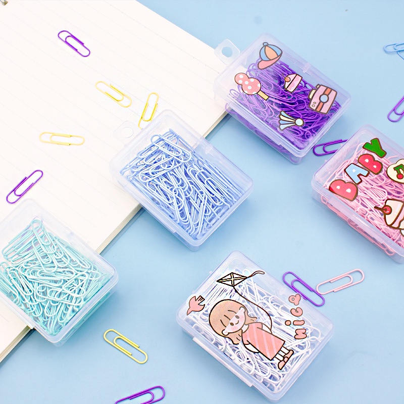 Set 50 kẹp giấy kẹp ghim đánh dấu sách bằng kim loại nhiều màu đơn giản dễ thương cho văn phòng CREAMY KG71