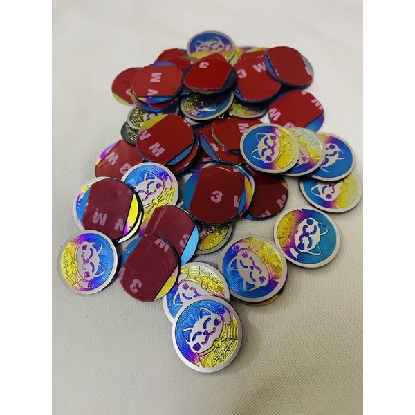 Tem titan logo mèo thần tài 2,4cm mang lại may mắn cho quý khách