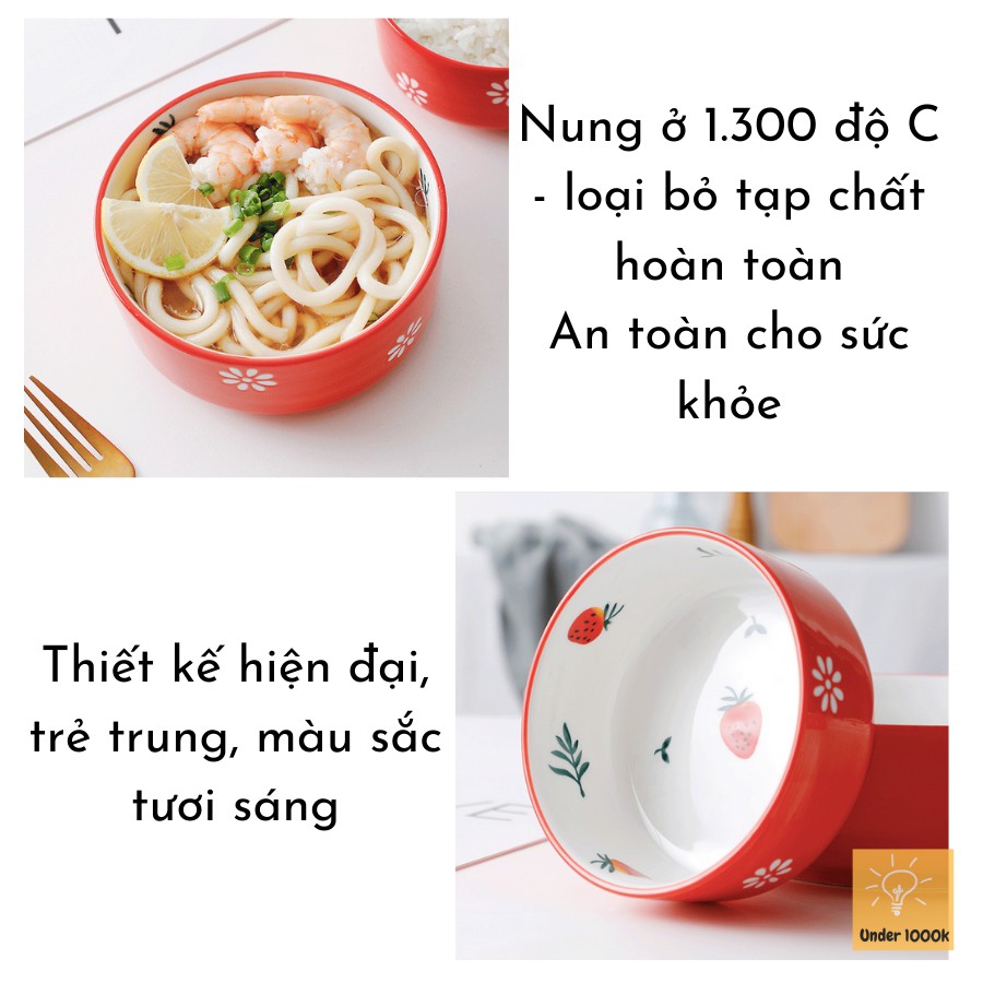 Bộ bát đĩa - bát đĩa lẻ gồm nhiều món rất xinh xắn - họa tiết dâu tây - phụ kiện bàn ăn