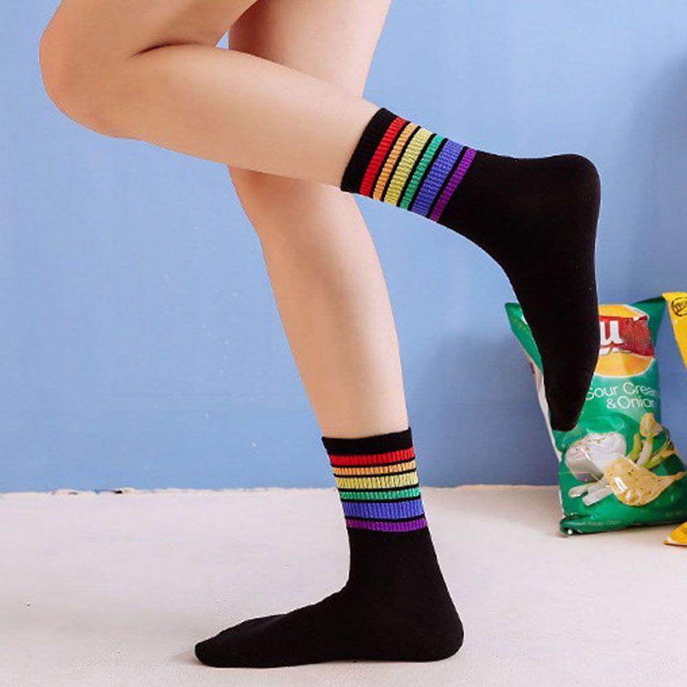 NICKOLAS Tất Cotton Hoạ Tiết Kẻ Sọc Nhiều Màu Sắc Thiết Kế Độc Đáo Cho Phái Nữ