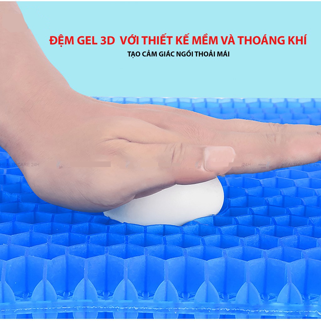 Đệm Ngồi 3D 2 Lớp Thoáng Khí ,Gel Tổ Ong Đàn Hồi Lót Ghế  Chống Đau Mỏi Lưng,Đàn Hồi Êm Ái (Bảo Hành 12 Tháng)