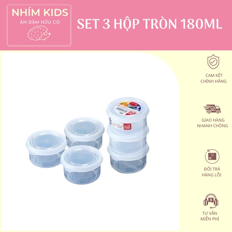 Set 3 hộp tròn 180ml Nakaya Nhật Bản