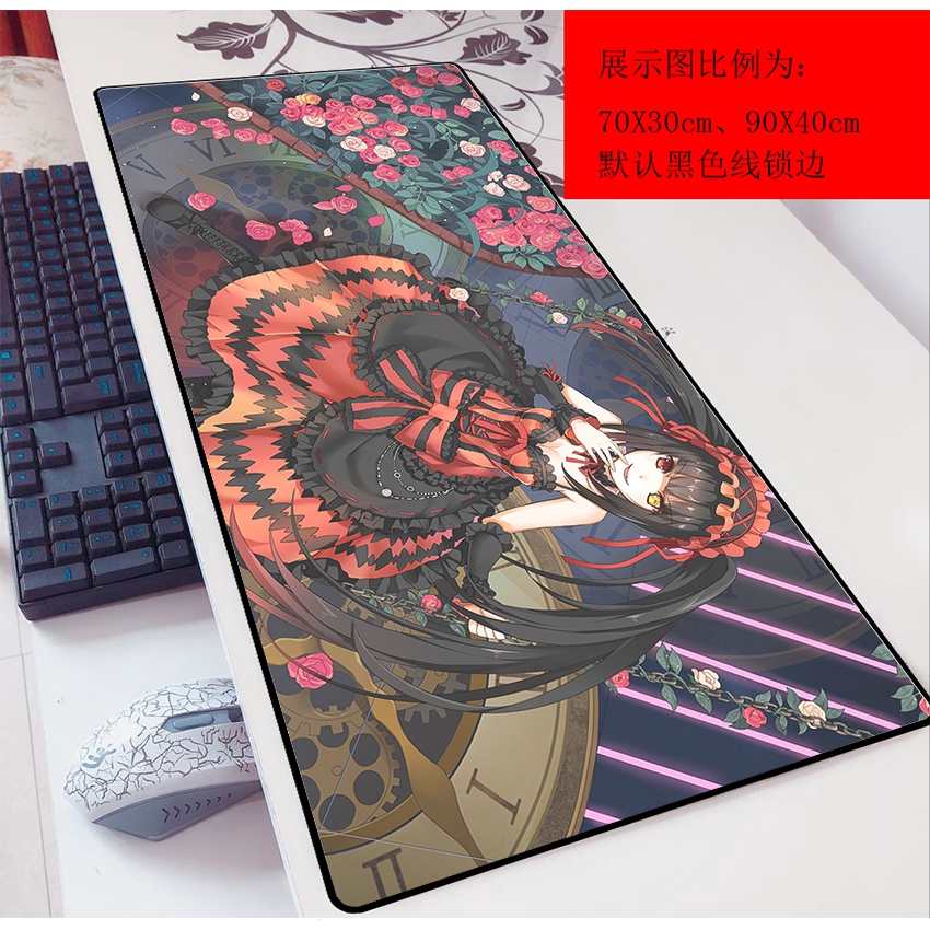 Date Big Fight Mad Three Mouse Pad 3mm Super 90x40 Thicken Tokisaki Table Mat Anime Keyboard Pad Custom