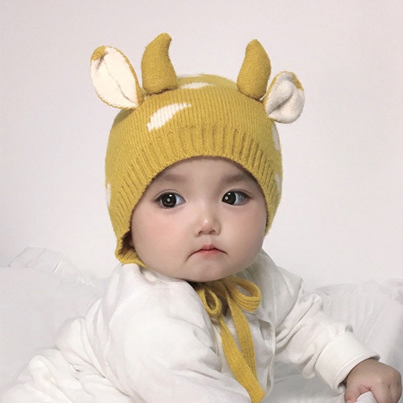 Mũ Dệt Kim Dày Dặn Ấm Áp In Họa Tiết Hoạt Hình Dễ Thương Thời Trang Thu Đông Cho Bé Sơ Sinh
