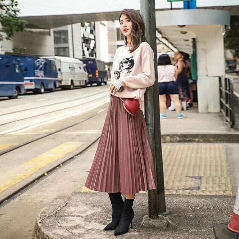 Chân Váy Xếp Ly Dáng Dài Ánh Nhũ Hàng Quảng Châu | BigBuy360 - bigbuy360.vn