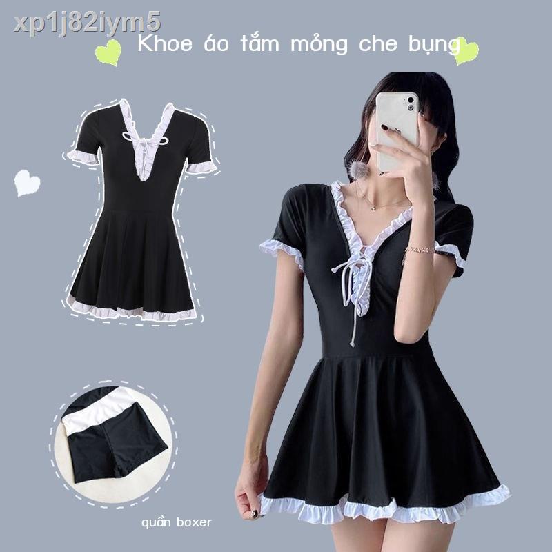 ❁✱Áo tắm phụ nữ bảo thủ che bụng khoe lưng mỏng manh suối nước nóng lưới màu đỏ siêu cổ tích người hâm mộ ng