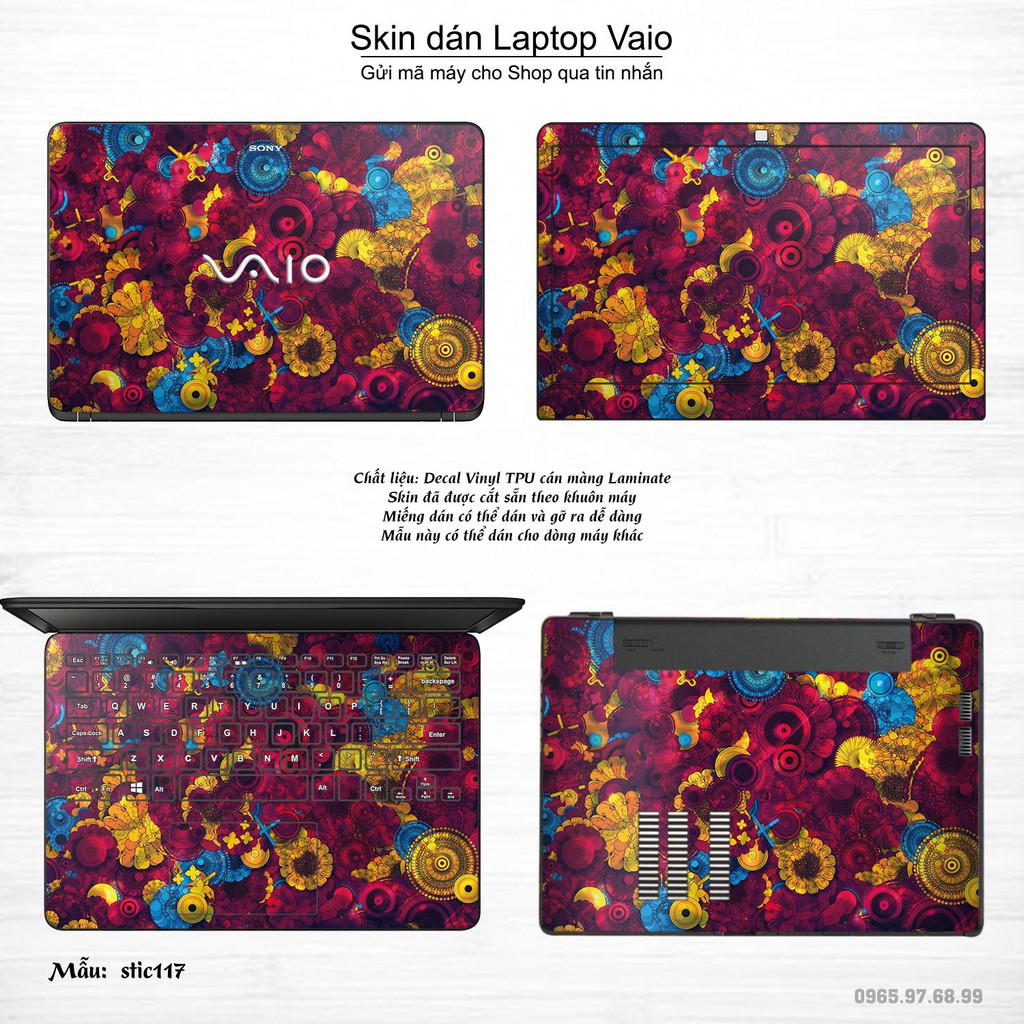 Skin dán Laptop Sony Vaio in hình Hoa văn sticker _nhiều mẫu 19 (inbox mã máy cho Shop)