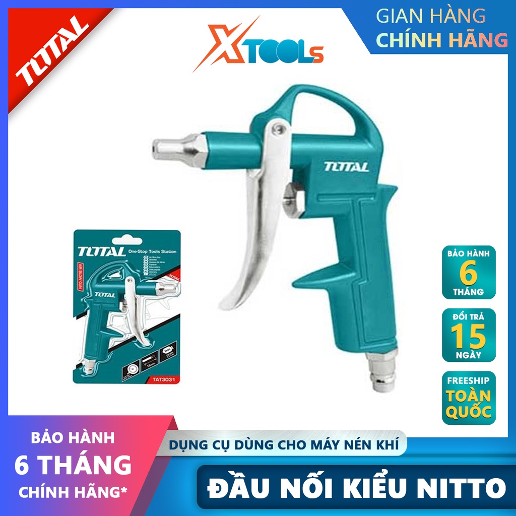 Dụng cụ thổi khí Total TAT3031-3 Súng xịt thổi khí Chiều dài ống phun 16mm Đầu nối kiểu Nitto phụ kiện của máy nén khí