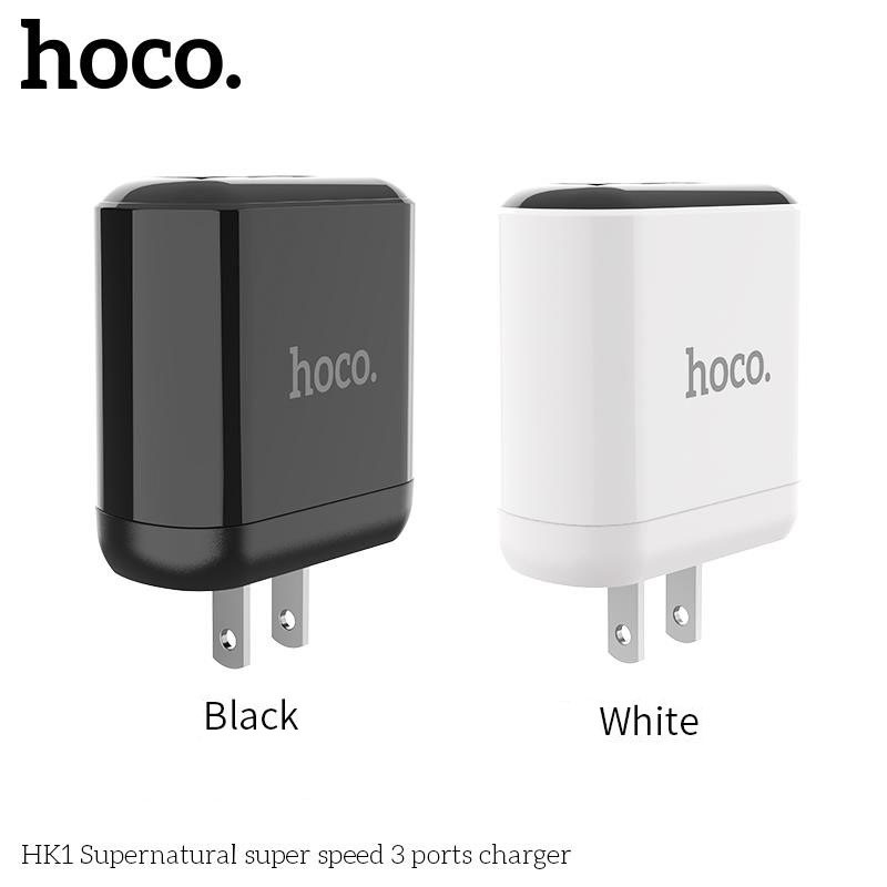 Củ sạc 3 cổng USB Hoco C15/ Hoco HK1 có màn LED hiển thị đo dòng - Chính Hãng - Ổn định dòng cho Iphone/iPad/Android