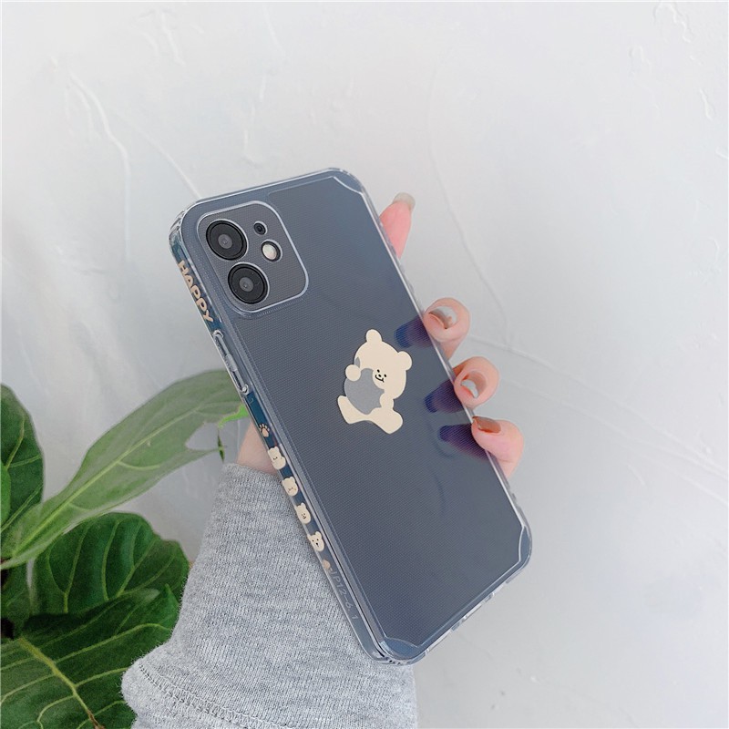 Ốp điện thoại trong suốt họa tiết gấu cho iPhone 11 Pro Max / iPhone12 / iPhone X / iPhone 7 Plus / iPhone 8 / iPhone 6