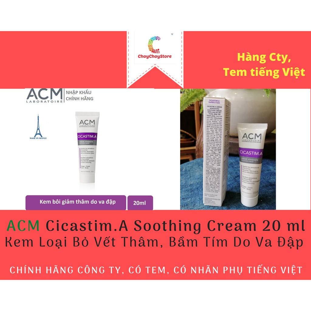 [TEM CTY] ACM Cicastim A. Soothing Cream 20 mL - Kem bôi giảm thâm, bầm tím do va đập