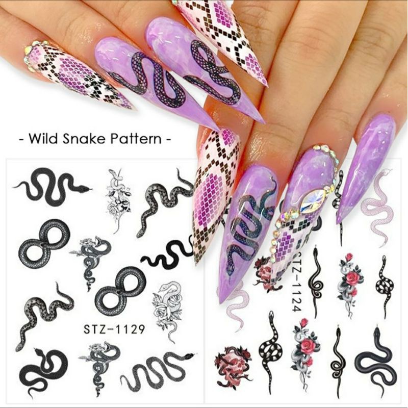 2 tấm sticker nước hình rắn