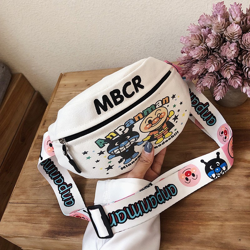 Túi bao tử vải canvas đeo chéo họa tiết dễ thương hot trend Hàn Quốc L260