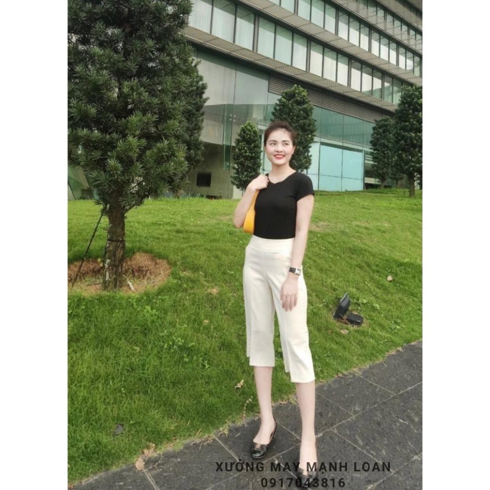 Quần ngố ống rộng nữ Real Fashion, quần lửng chất vải đũi Nhật cao cấp khóa sườn N116