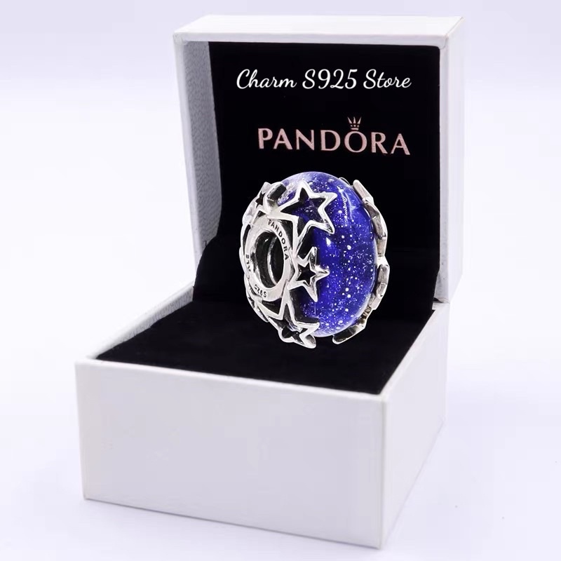 Charm pan glass galaxy ốp ngôi sao bạc s925 cao cấp