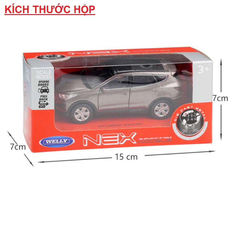 Xe mô hình ô tô Santafe mini tỉ lệ 1:36 bằng kim loại hãng Welly xe đồ chơi trẻ em