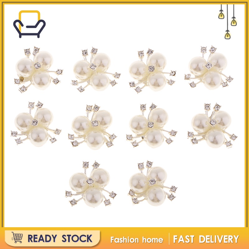 Set 10 Nút Đính Đá Ngọc Trai Diamante Cho Lễ Cưới