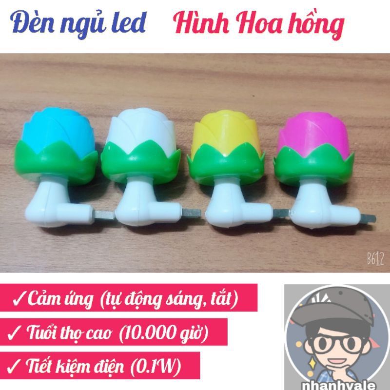 Đèn ngủ led cảm ứng tự động sáng tắt hình hoa hồng