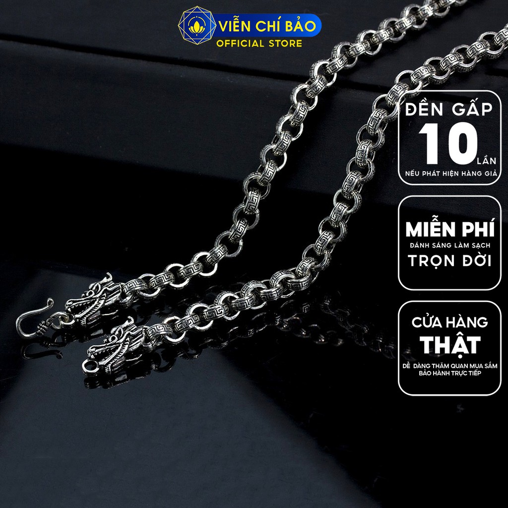 Dây chuyền bạc nam VIỄN CHÍ BẢO họa tiết cá tính 8mm chất liệu bạc thái D100021