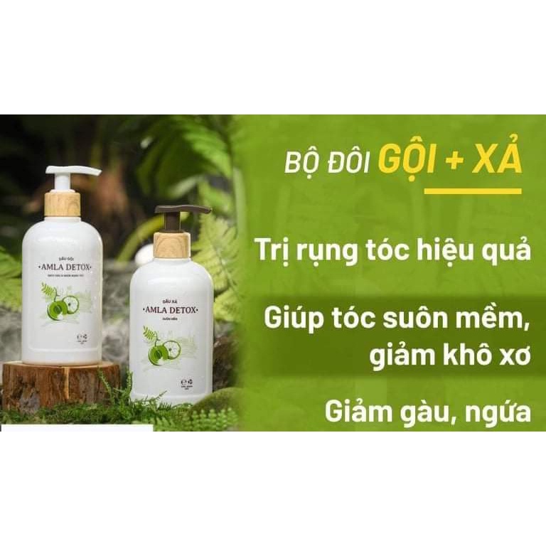 Combo dưỡng tóc chuyên sâu Amla Detox Laco mang lại một mái tóc chắc khỏe  + sữa tắm Sake Laco 5ml giúp làm sạch da