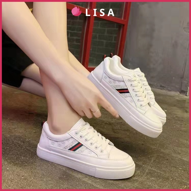 Giày thể thao nữ độn đế 3cm đế bằng da mềm sneaker, Lisa M72