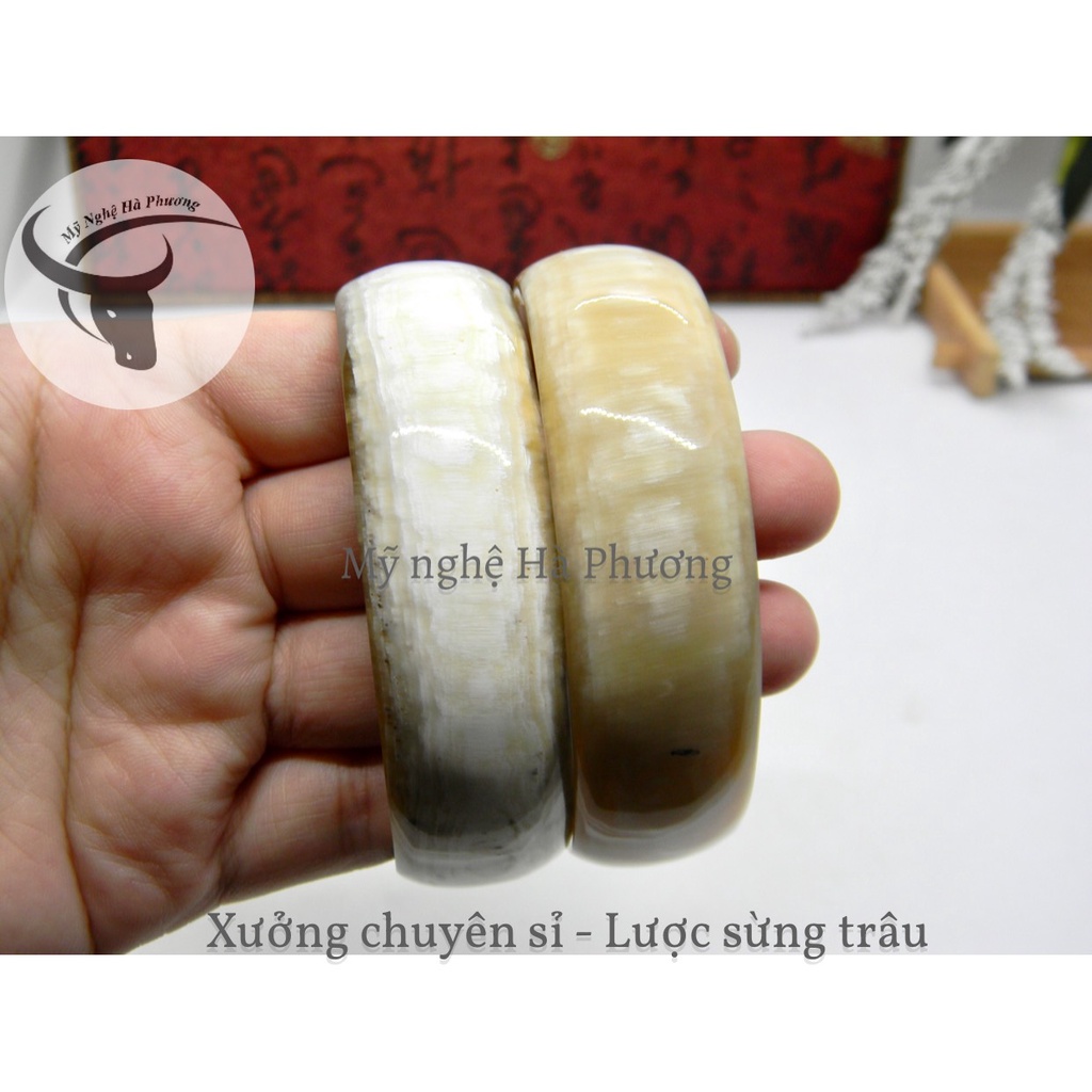 Vòng tay sừng trâu kiểu mới bản 2cm dày đẹp, hàng xuất Nhật dư