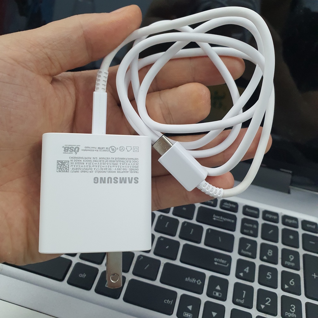 Bộ Sạc Siêu Nhanh SAMSUNG 65W Chính Hãng CHÂN DẸT - TA865, Gồm CỦ 65W + CÁP 5A, Mới 100%, Bảo Hành 12 Tháng