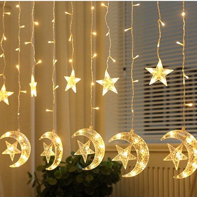 Dây Đèn LED Hình Sao Dài 3m Decor Tiệc Noel Sinh Nhật Màu Vàng Ấm Lung Linh