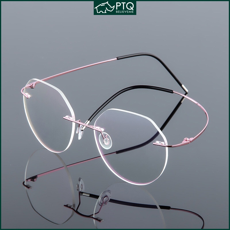 Mắt Kính Gọng Tròn Bằng Titan Không Viền Phong Cách Retro Thời Trang