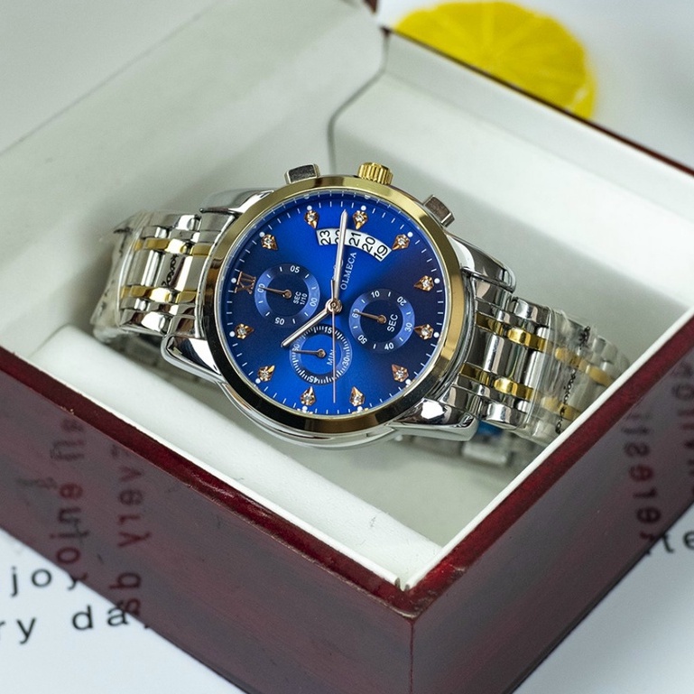 Đồng Hồ Nam OLMECA 827 Chính Hãng Fullbox Mặt Đính Đá Sang Trọng Dây Thép Cao Cấp Hình Thật 100%